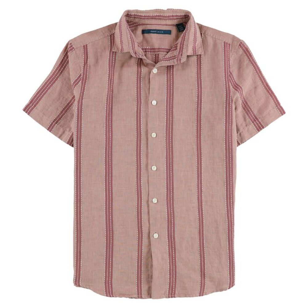 Perry Ellis Mens Banded Collar Button Up Shirt, , XL Neck, DM